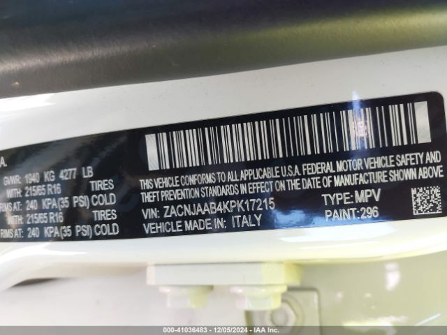ZACNJAAB4KPK17215 Jeep Renegade Sport Fwd