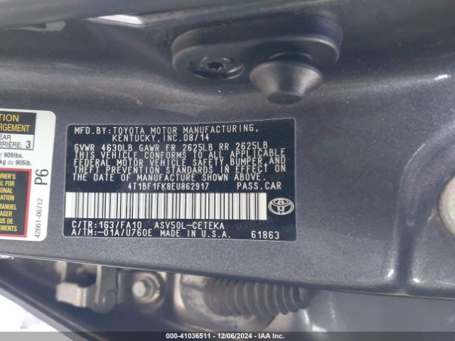 4T1BF1FK8EU862917 Toyota CAMRY L