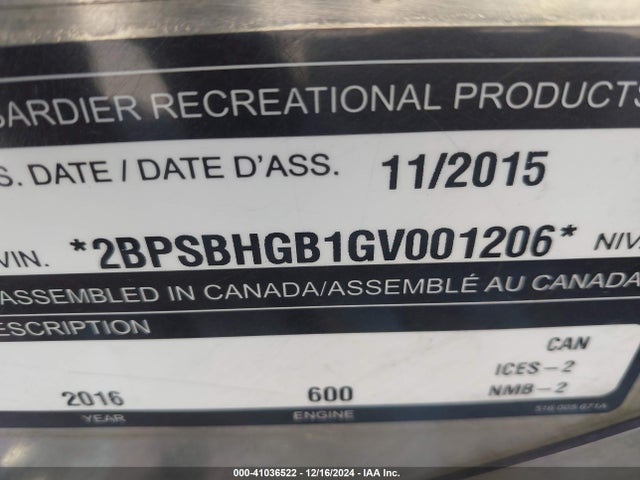 Ski-Doo Mxz Sport 2016 2BPSBHGB1GV001206 Image 9