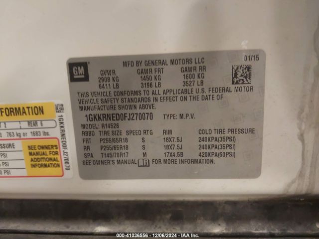 1GKKRNED0FJ270070 GMC Acadia Sle-1