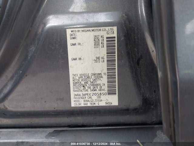 Nissan Altima 2.5 S 2018 1N4AL3AP9JC205850 Image 9