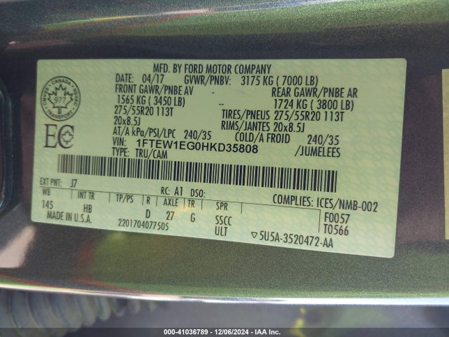 Ford F-150 Lariat 2017 1FTEW1EG0HKD35808 Image 9