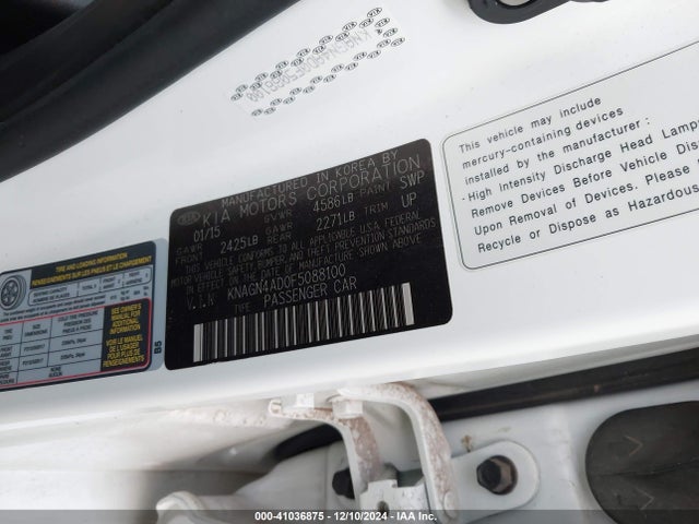 KNAGN4AD0F5088100 KIA Optima Hybrid Ex