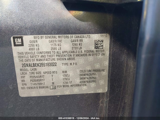 2GNALBEK2E6183022 Chevrolet EQUINOX 1LT