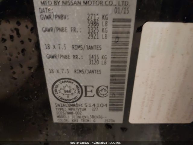 5N1AL0MM0FC514104 Infiniti QX60