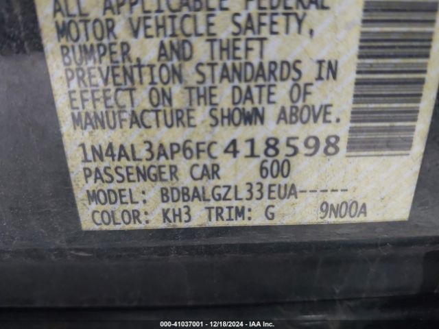 1N4AL3AP6FC418598 Nissan Altima