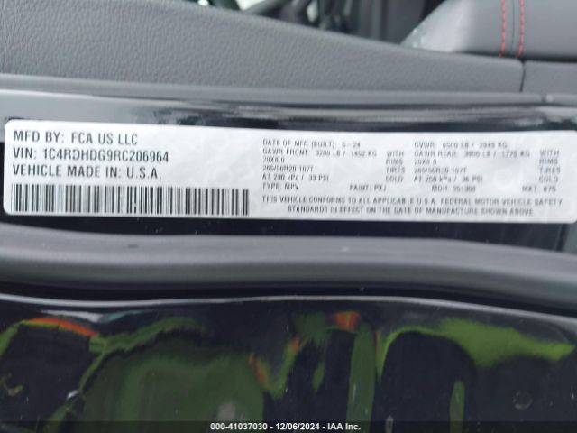 1C4RDHDG9RC206964 Dodge Durango Gt Plus Rwd