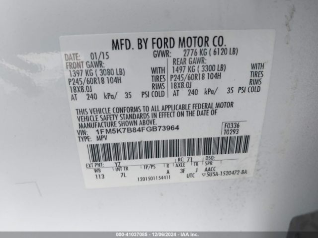 1FM5K7B84FGB73964 Ford Explorer