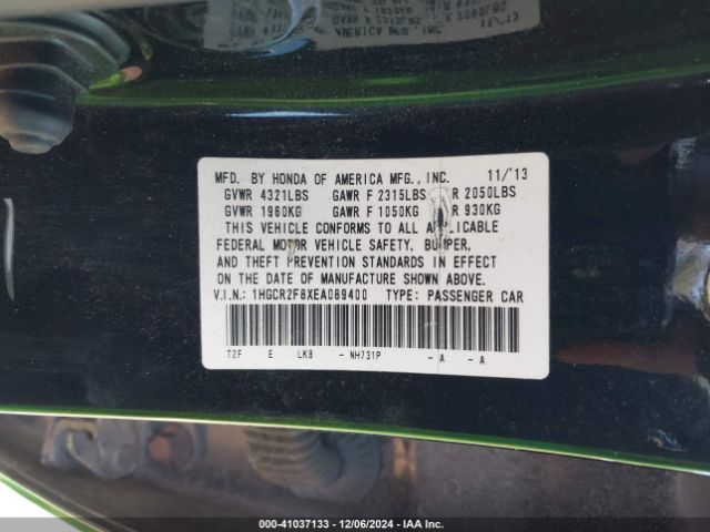 1HGCR2F8XEA089400 Honda Accord Ex-l