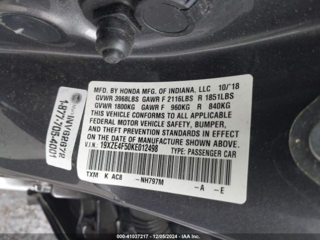 19XZE4F50KE012498 Honda INSIGHT EX