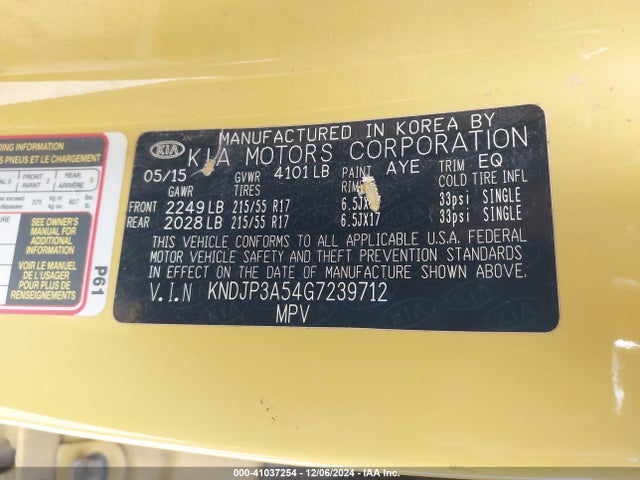 KIA SOUL + 2016 KNDJP3A54G7239712 Image 9