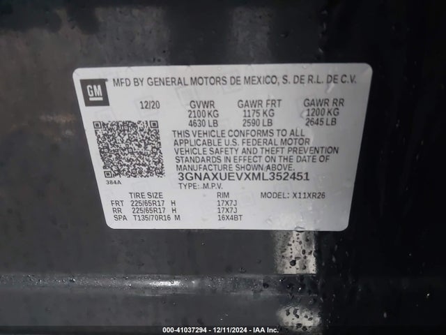 Chevrolet lyx 2021 3GNAXUEVXML352451 Image 9