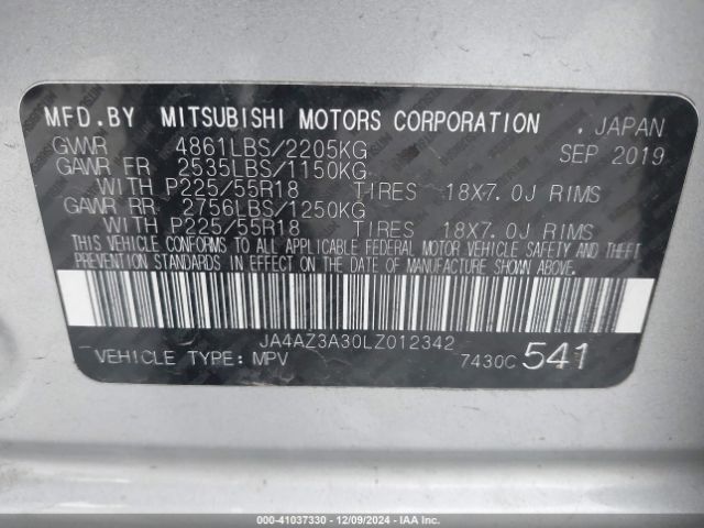 2020 MITSUBISHI OUTLANDER JA4AZ3A30LZ012342 Photo 8