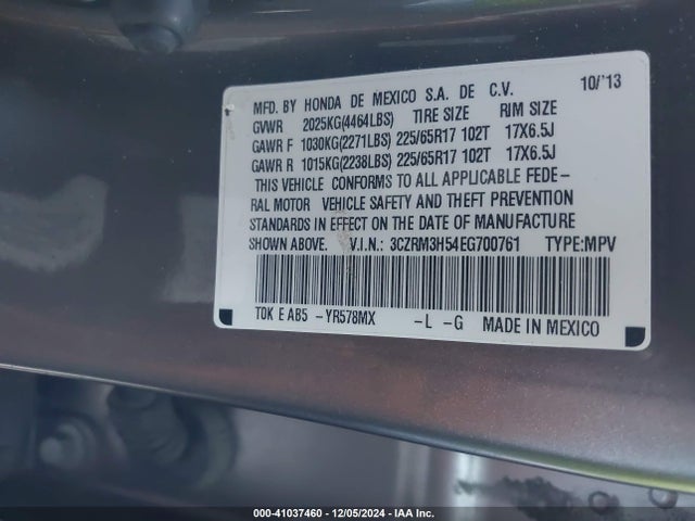 Honda CR-V EX 2014 3CZRM3H54EG700761 Image 9