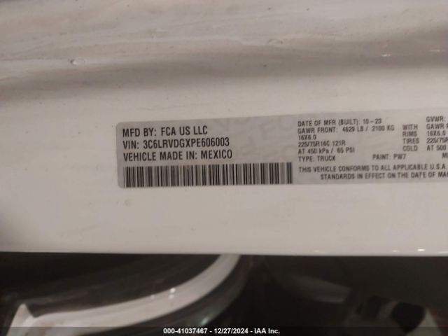 3C6LRVDGXPE606003 RAM Promaster 2500 High Roof 159 Wb