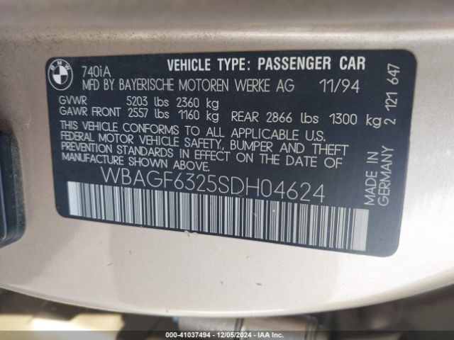 1995 BMW 740 WBAGF6325SDH04624 Photo 8
