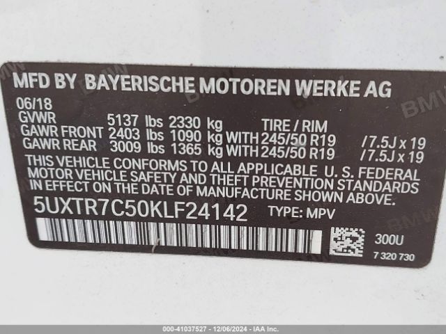 5UXTR7C50KLF24142 BMW X3 Sdrive30i