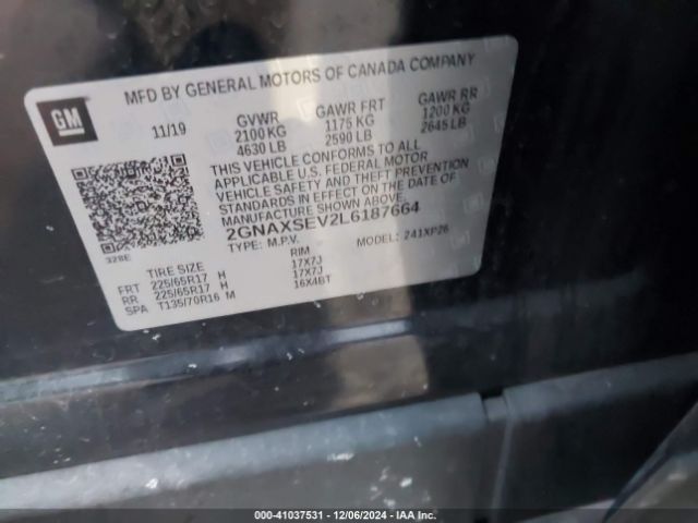 2GNAXSEV2L6187664 Chevrolet Equinox Awd Ls