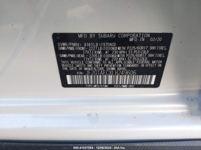 JF2GTAECXLH249606 Subaru Crosstrek Premium