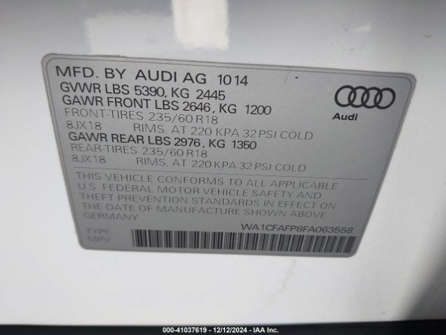 WA1CFAFP8FA063558 Audi Q5 2.0t Premium