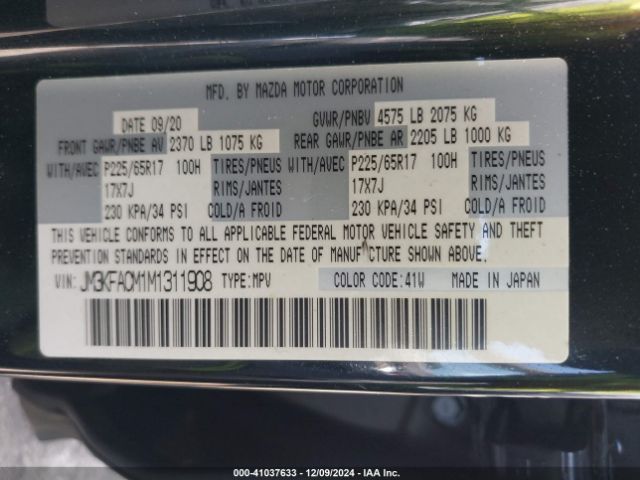 JM3KFACM1M1311908 Mazda Cx-5 Touring