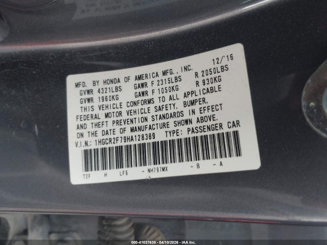 1HGCR2F79HA128389 Honda ACCORD EX