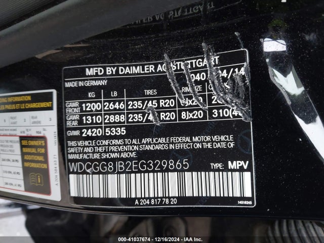 WDCGG8JB2EG329865 Mercedes-Benz Glk 350 4matic