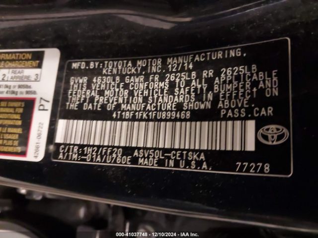 4T1BF1FK1FU899468 Toyota CAMRY SE