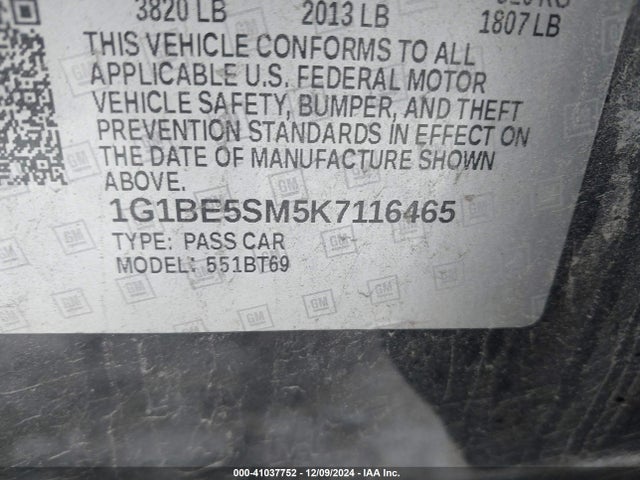 1G1BE5SM5K7116465 Chevrolet CRUZE LT