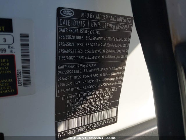 2015 LAND ROVER RANGE ROVER SALGS2TF6FA213521 Photo 8
