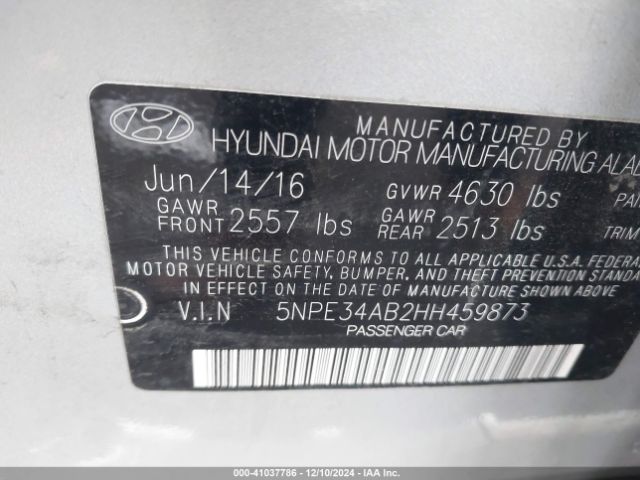 5NPE34AB2HH459873 Hyundai Sonata Sport 2.0t
