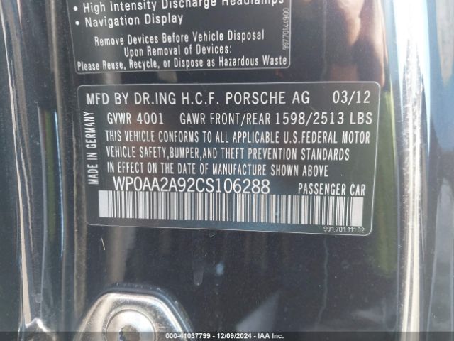 2012 PORSCHE 911 WP0AA2A92CS106288 Photo 8