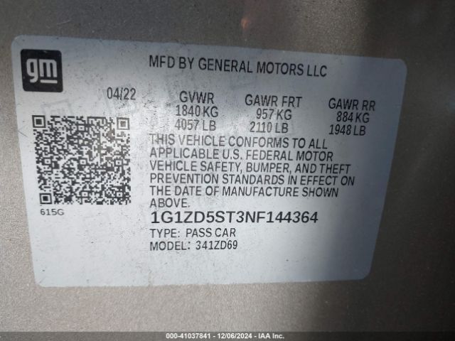 2022 CHEVROLET MALIBU 1G1ZD5ST3NF144364 Photo 8
