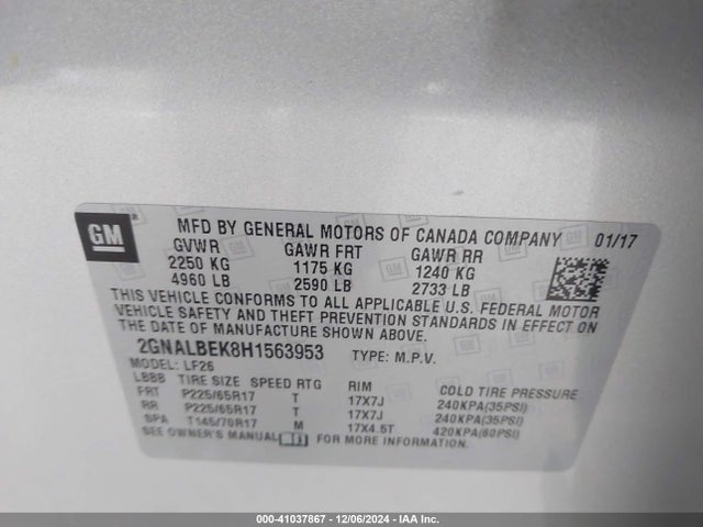 2GNALBEK8H1563953 Chevrolet EQUINOX LS