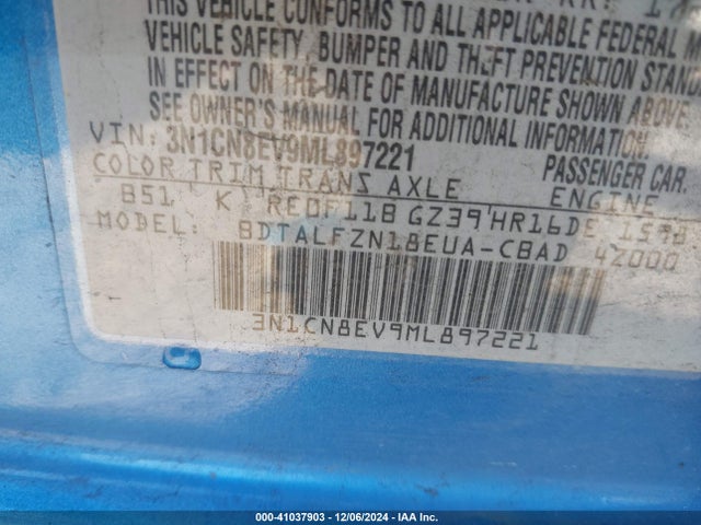 Nissan Versa Sv Xtronic Cvt 2021 3N1CN8EV9ML897221 Image 9