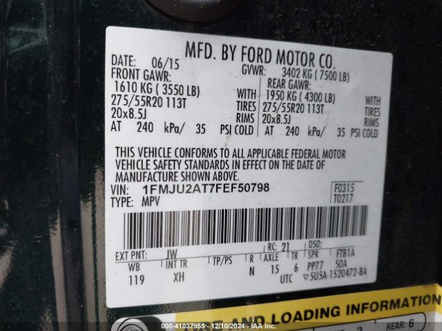 1FMJU2AT7FEF50798 Ford Expedition Limited