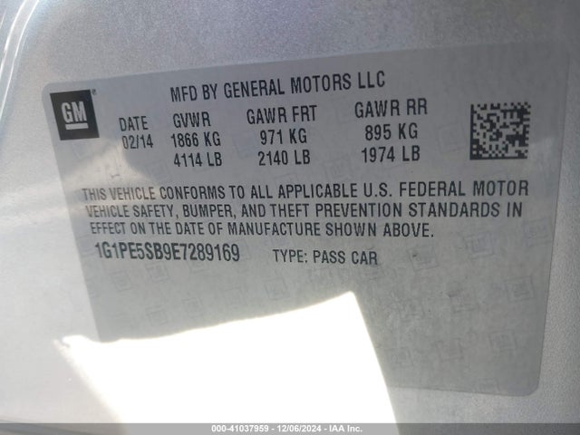 Chevrolet Cruze 2lt Auto 2014 1G1PE5SB9E7289169 Image 9