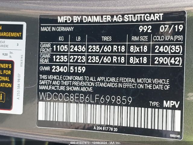 WDC0G8EB6LF699859 Mercedes-Benz Glc 300 4matic