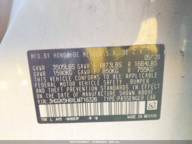 3HGGK5H8XLM716326 Honda FIT EX