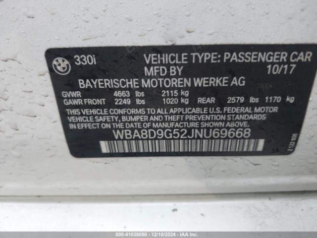 WBA8D9G52JNU69668 BMW 330i Xdrive