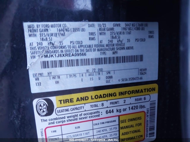 Ford Expedition Xlt Max 2024 1FMJK1J8XREA09566 Image 9