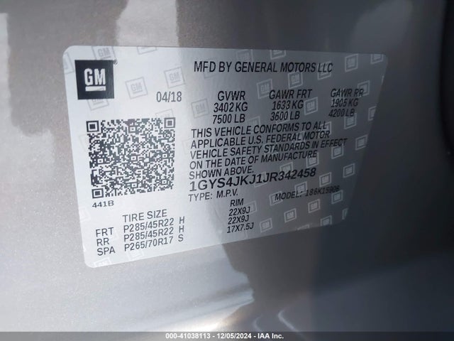 2018 CADILLAC ESCALADE ESV 1GYS4JKJ1JR342458 Photo 8