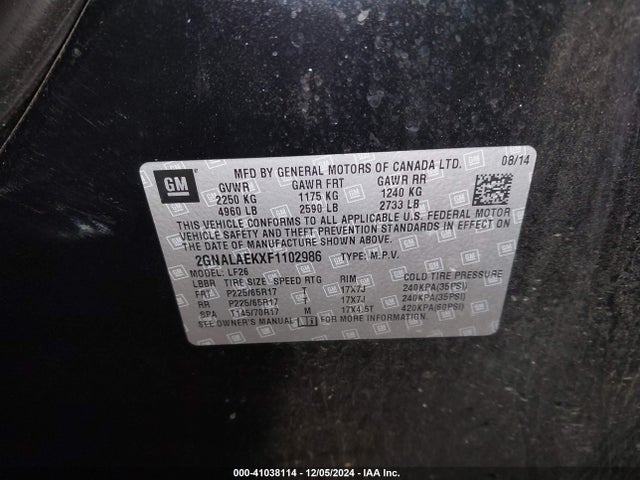 Chevrolet EQUINOX LS 2015 2GNALAEKXF1102986 Image 9