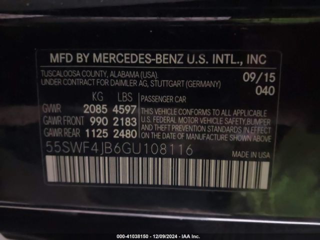 55SWF4JB6GU108116 Mercedes-Benz C-class C 300/luxury/sport