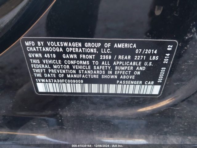 1VWAS7A30FC009009 Volkswagen Passat 1.8t S