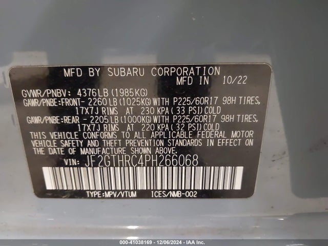 JF2GTHRC4PH266068 Subaru Crosstrek Sport