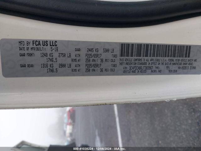 3C4PDCAB6JT383967 Dodge JOURNEY SE