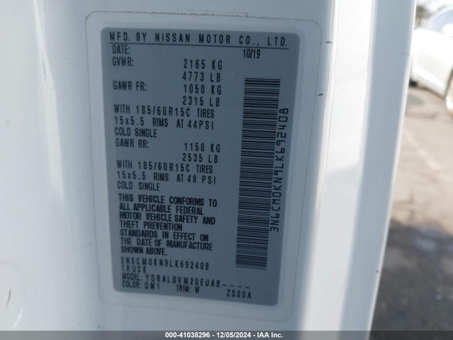 3N6CM0KN9LK692408 Nissan Nv200 Compact Cargo S Xtronic Cvt
