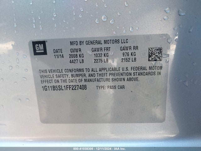Chevrolet MALIBU LS 2015 1G11B5SL1FF227408 Image 9