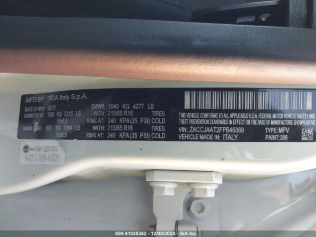 ZACCJAAT2FPB46069 Jeep Renegade Sport